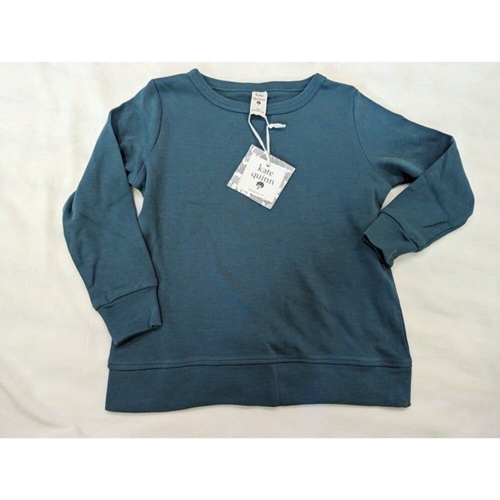 BNWT Kate Quinn Blue Crewneck 100% Organic Cotton Sweatshirt size 4T